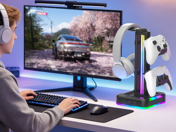 controller and headset stand for gamer room A7