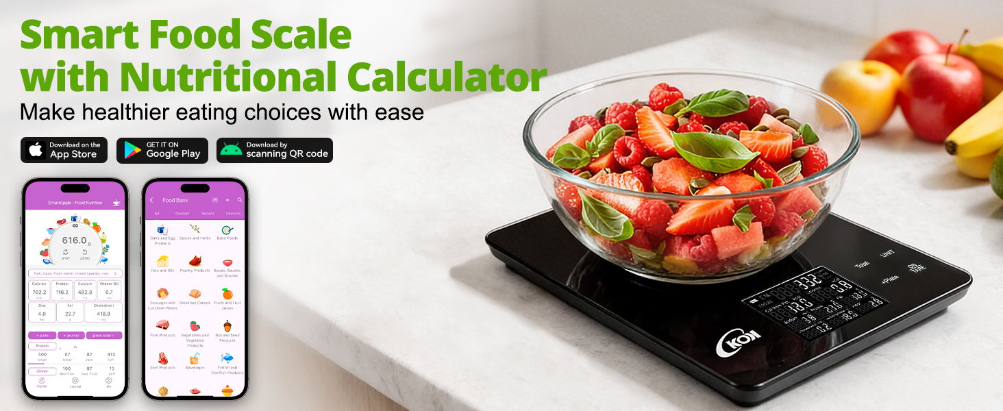 Smart Food Scale with Nutritional Calculator, Make healthier eating choices with ease