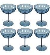 Ciaell 12PCS Plastic Martini Glasses - 10 Oz Blue Elegant Disposable Cocktail Glasses for Champag...