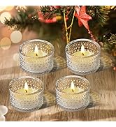 JOYIT Clear Votive Candle Holders Bulk Set of 4, Tealight Candle Holder for Wedding Table Centerp...