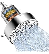 FEELSO Filtered Shower Head, High Pressure 6 Spray Modes Shower Head with Filters for Hard Water ...