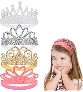 4 Pcs Glitter Tiara Headbands for Girls Elastic Princess Crown Hair Bands Stretch Sparkly Hair Ba...