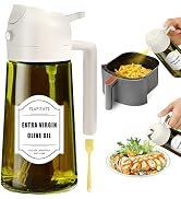 PLAPITATE 16oz Oil Sprayer for Cooking, Light-Blocking Oil Dispenser for Kitchen, Dark Green Glas...