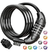 Titanker Bike Lock, Bicycle Lock 4 Feet Cable Lock 1/2 Inch Resettable Bike Lock Combination with...