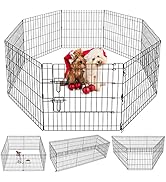 Puppy Pet Playpen 8 Panel 24 Inch Indoor Outdoor Metal Portable Folding Animal Exercise Dog Fence...