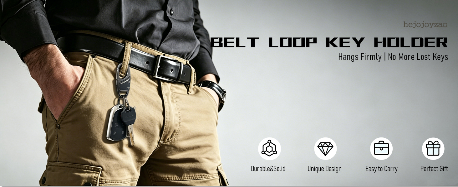 This key chain clip firmly secures on belt loops, freeing hands for outings and preventing key loss