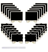 24 Pack Small Chalkboard Labels with Easel Stand, Mini Chalkboard Signs, Wooden Blackboard for Ta...