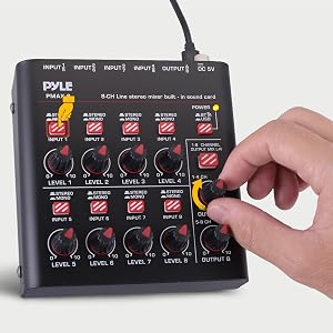 8-Channel Wireless BT Streaming Mini Line Mixer with USB Audio Interface