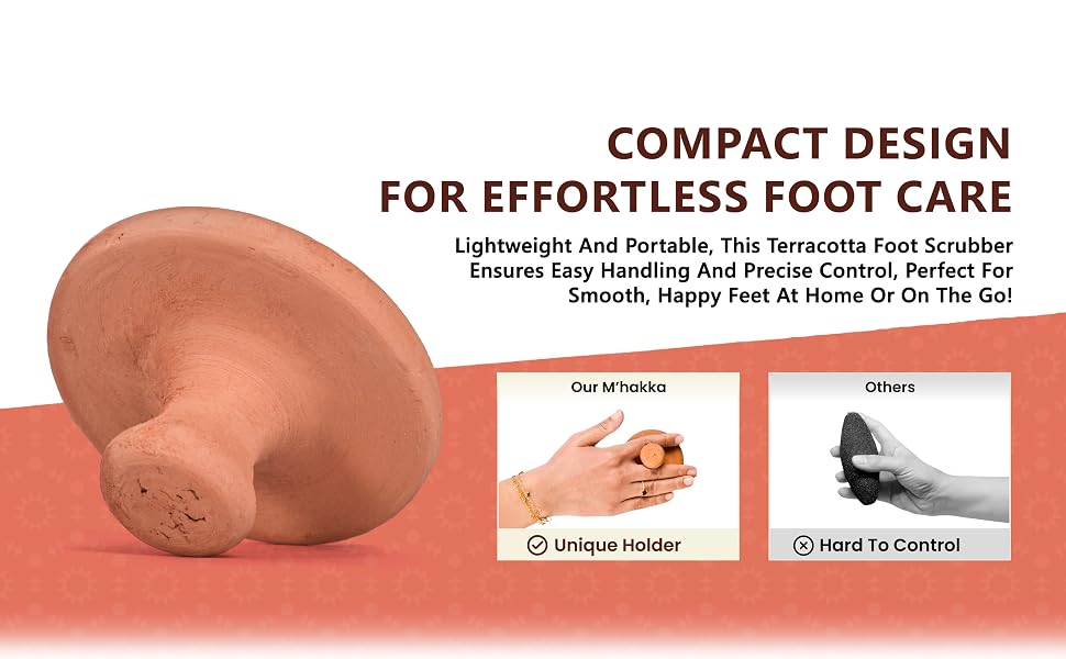 terracotta foot scrubber, natural pumice stone for feet care, callus remover for smooth feet