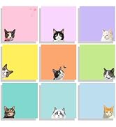 9 Pads Cute Sticky Notes Set, 3" x 3" Black Cat Self Stick Notepads, Funny Sticky Notes Set, Cat ...