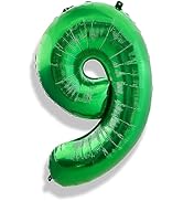 40 Inch Number 9 Balloons for Boys, Dark Green Giant 9th Birthday Party Number Balloons, Emerald ...