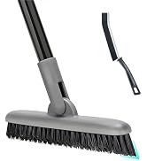 Grout Brush with Long Handle, 49'' Tile Cleaner Tool for Shower, Bathroom Floors Scrubber for Gro...