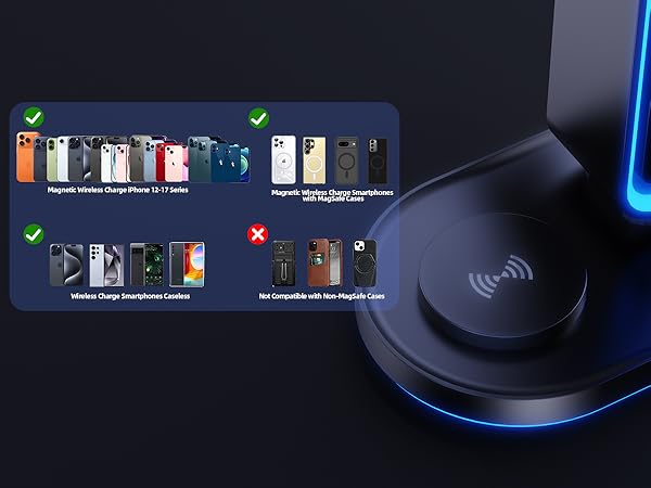 RGB Headphone Stand with Wireless Charging