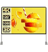Projector Screen with Stand 120 inch 16:9 HD 4K Outdoor Indoor Projection Screen for Home Theater...
