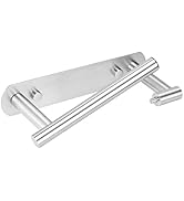 YUET Toilet Roll Holder, Self Adhesive or Screw In Wall Mounted Options, Double Post Pivoting Tis...