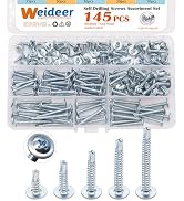 weideer 145pcs #8 Self Tapping Self Drilling Screws Assortment Kit Galvanized Truss Head Sheet Me...