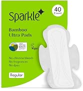 Sparkle Bamboo Ultra Thin Pads | Plant-Based Feminine Hygiene Pads for Women | Super Soft & Leak-...