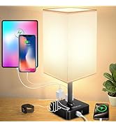 cozoo Bedside Table Lamp with 3 Levels Brightness,Dimmable Table Lamp with USB C+A Charging Ports...