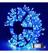 JMEXSUSS 600 LED Blue String Lights Outdoor Waterproof 8 Modes Blue Christmas Tree Lights Plug in...
