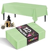 Vyntra Plastic Tablecloths, 12-Pack, 54 x 108 in, Rectangular, Sage - Disposable Party Table Cove...