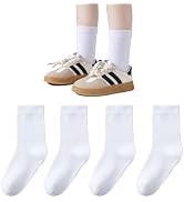 Marchare Boys Girls Seamless Crew Socks Soft School Dress Socks Uniform Calf Socks Black White Navy