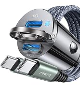 AINOPE for iPhone 16 Car Charger, 72W USB C Car Charger PD36W & QC36W, All Metal USB C Car Fast C...
