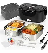 Electric Lunch Box for Adults - 1.5L Single/Double Layer Stainless Steel Food Warmer - 80W Fast P...