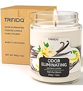 Vanilla Bean Odor Eliminating Candles for Home Scented 12oz, Eliminates 99% of Pet, Smoke, Food a...