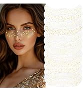 12PCS Glitter Freckles Face Tattoo, Gold Sparkle Freckles Makeup Patches for Women Girls, Waterpr...