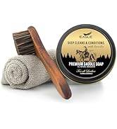 Saddle Soap for Leather Kit with Saddle Soap Brush & Cloth - 3.5oz Leather Cleaner & Conditioner ...