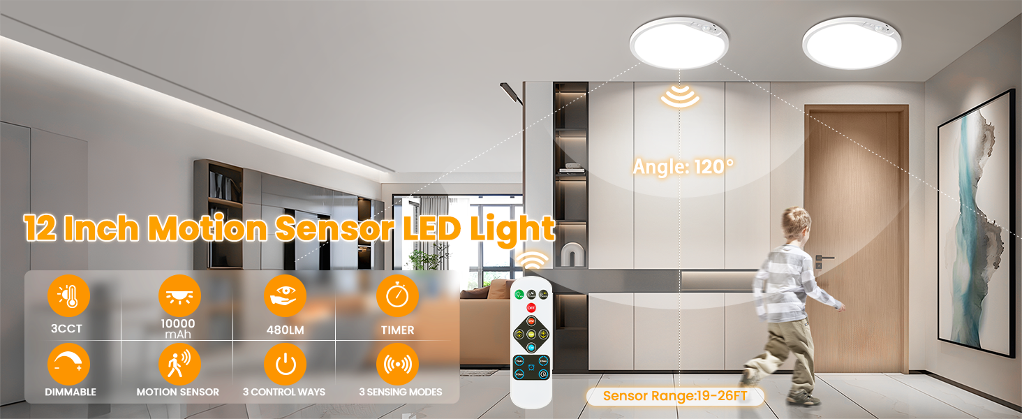 big motion sensor led light for hallway 3cct dimmable