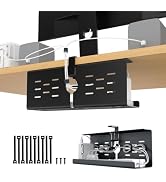 KEEGH 16 in Under Desk Cable Management Tray, Metal Cable Tary, 1 Pack | No-Drill Clamp Mount, Ve...