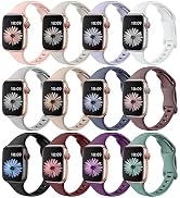 Lerobo 12 Pack Thin Band Compatible with Apple Watch Band 38mm 40mm 41mm 42mm 44mm 45mm 49mm,Slim...