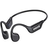 IFECCO bone conduction headphones in black, featuring open-ear design with wraparound headband and three contact points for audio transmission.