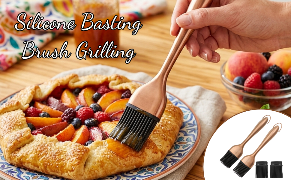 2 Pcs Back Up Silicone Brush Heads & 2 Pcs Grill Basting Brush