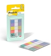 Post-it Flags, 0.47 in. x 1.7 in., One Dispenser with 100 -Count Assorted Pastel Colors Sticky Ta...