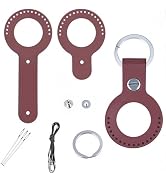 CALFOVERA Brown Cowhide Leather NFC Tag Key Chain Kit Genuine Leather Coin Holder Keychain Scratc...