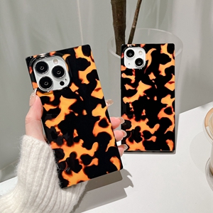 square flame print phone case