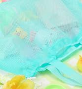 Tagitary Beach Toys Kids Beach Bag Tote with Drawstring, Pink Blue Mesh Bag Travel Beach Essentia...
