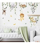 decalmile Jungle Animals Safari Wall Decals Lion Monkey Koala Wall Stickers Baby Nursery Kids Roo...