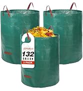 Joyhalo Reusable Yard Waste Bags, 132 Gallon Lawn And Leaf Bags 3 Pack, Heavy Duty Garden Bags Wi...
