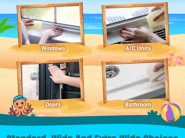 Strong adhesive grips firmly and blocks moisture, dust, and outside noise better than weatherstrip.