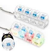 2 Pcs Keyboard Fidget Toy for Adult, Cat Shape Clicker Keyboard Fidget Keychain with LED Lights, ...