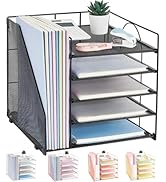 LEKETREE Desk Organizers and Accessories, 5-Tier Paper Letter Tray Organizer with File Holder, De...