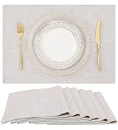 homing Cotton Linen Placemats Set of 6, Cloth Washable Farmhouse Dining Table Mats for Indoors & ...