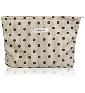 Wudygirl Makeup Bag Makeup Pouch for Women Corduroy Cosmetic Bag Portable Travel Toiletry Bag Lar...