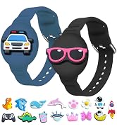 2-Pack Waterproof Airtag Bracelets for Kids – Soft Silicone Hidden GPS Tracker Wristband with Adj...