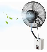 ROVSUN 20" Outdoor Misting Wall Fan with Water Tank, Industrial Wall Mount Mist Fan with BLDC Mot...