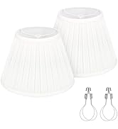 Small Pleated Lamp Shades Set of 2, White Empire Lamp Shades, 5.5" Top x 10" Bottom x 6.6" High, ...