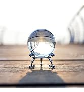 60mm Sparkling Clear Crystal Ball with Stand 2.3in Handcrafted Photography Prop for Magical Shots...